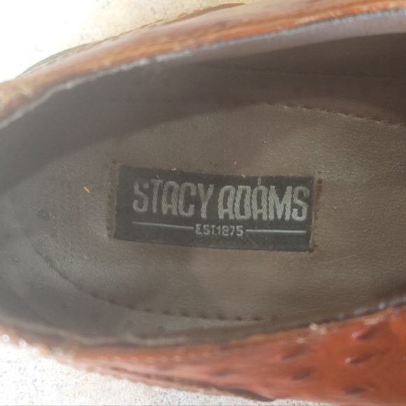 Stacy Adams "Armento" All-Over Mustard Ostrich Print Shoes, US M 11-1/2 - Picture 7 of 9